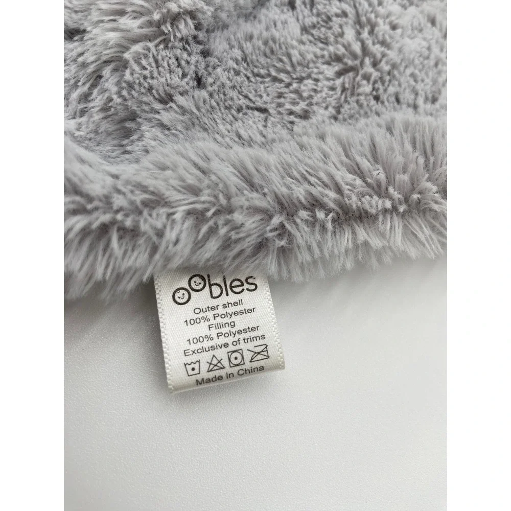 Oobles Dog Security Blanket Lovey Gray White Faux Fur Puppy Plush Snuggler 05801